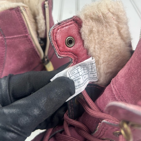 UGG Leggero Maroon Sheepskin Boots Women’s Size 4 - Picture 7 of 11